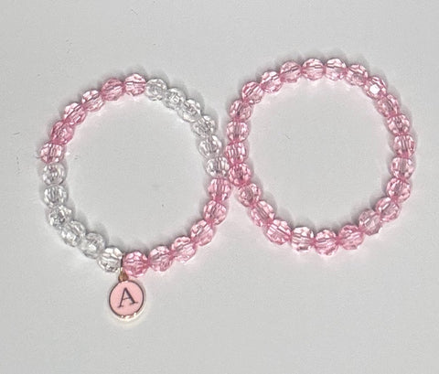 SHADES OF PINK LETTER "A" CHARM BRACELET
