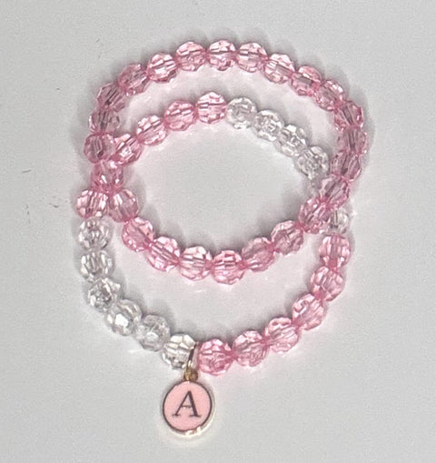 SHADES OF PINK LETTER "A" CHARM BRACELET