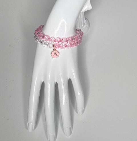 SHADES OF PINK LETTER "A" CHARM BRACELET