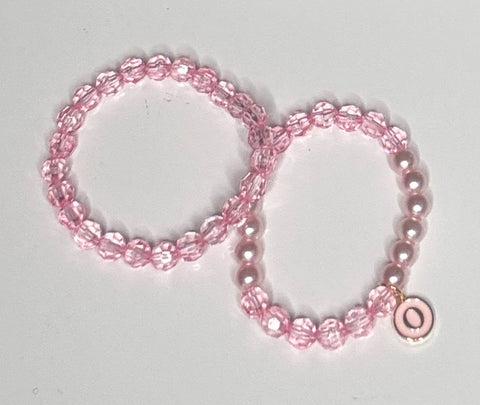 SHADES OF PINK LETTER "O" CHARM BRACELET